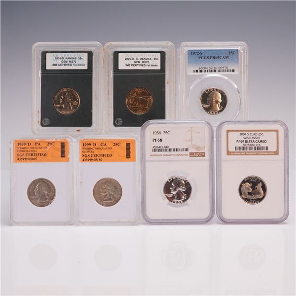 7pc 1956-2006 Washington Quarters NGC, PCGS, SGS, & INB Graded