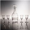 Image 1 : 5pc Etched Crystal Decanter with Stopper and Cordial Glass Set