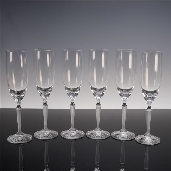 6pc Neo Lalique by James Suckling Crystal Champagne Flutes