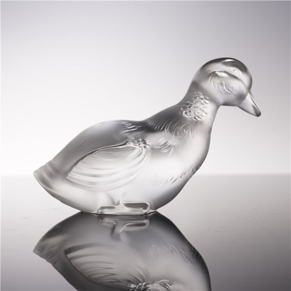 Baccarat Frosted Crystal Duck Resting Paperweight