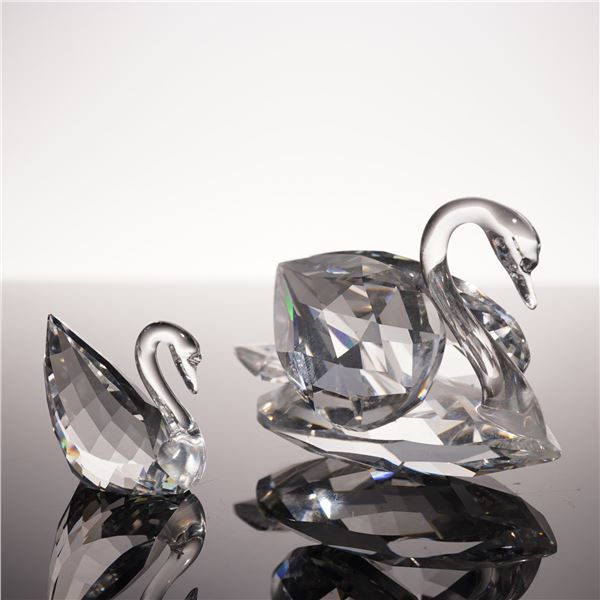 2pc Swarovski Crystal Swan Figurines