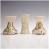 Image 1 : 3pc Belleek Elm Leaf and Ribbon Spill Vases