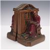 Image 1 : Pair of Ronson Metal Bookends, Bronze-clad Monk Reading