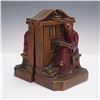 Image 2 : Pair of Ronson Metal Bookends, Bronze-clad Monk Reading
