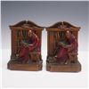 Image 3 : Pair of Ronson Metal Bookends, Bronze-clad Monk Reading