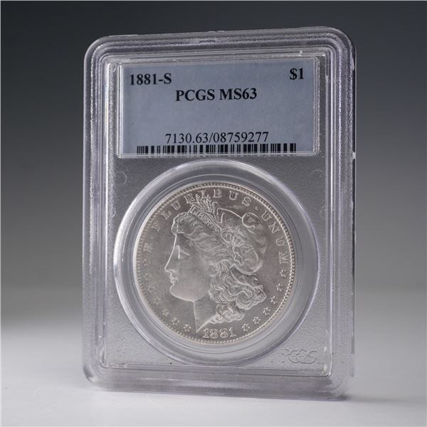 1881-S Morgan Silver Dollar PCGS Graded MS 63