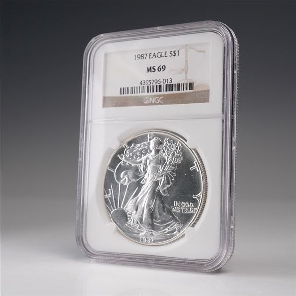 1987 American Silver Eagle Dollar Coin NGC Graded MS 69