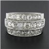 Image 2 : Antique Edwardian Platinum 2.75 ctw Chunky Old Mine Diamond 3 Row Wide Band Ring