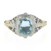 Image 6 : Antique Art Deco 14K White Gold 1.5 ctw Bezel Aquamarine Solitaire Filigree Ring