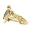 Image 4 : Retro 14k Rosy Yellow Gold Unique Shape Aquamarine in Scalloped Shell Split Ring