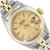 Image 1 : Rolex Ladies Two Tone Champagne Index Fluted Bezel Date Wristwatch With Rolex Bo