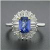 Image 4 : Platinum & 18k Gold GIA Burma NO HEAT Sapphire Baguette Diamond Ballerina Ring