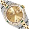 Image 1 : Rolex Ladies 2Tone 18K Diamond And Emerald Bezel Jubilee Date Watch