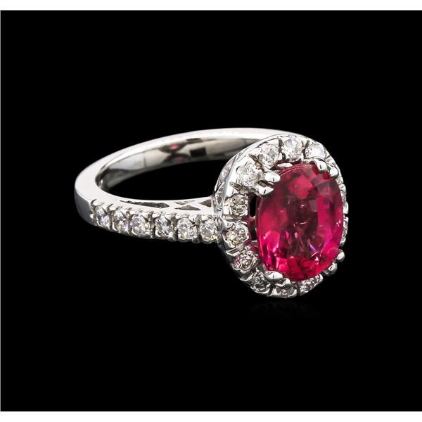 2.83 ctw Pink Tourmaline and Diamond Ring - 14KT White Gold