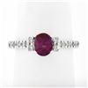 Image 1 : 14k White Gold Oval Pinkish Red Spinel Solitaire & Round Diamond Accents Ring