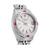 Image 3 : Rolex Ladies Stainless Steel Silver Index Diamond And Ruby Rolex Date Wristwatch