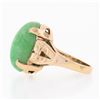 Image 6 : Vintage Retro 14K Rose Gold Oval Cabochon Marbled Jade Solitaire Cocktail Ring