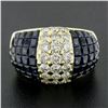 Image 8 : 18K Gold 5.23 ctw Mystery Invisible Set Sapphire & Diamond Wide Domed Band Ring