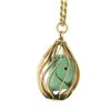 Image 5 : Vintage 14k Gold Tumbled Turquoise Basket Cage Pendant w/ 16" Rope Link Chain