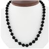 Image 1 : Vintage 18" Polished 8mm Black Onyx Bead Necklace w/ 14K Yellow Gold Clasp