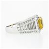 Image 6 : Vintage 18K White Gold 6.95 ctw GIA Orangy Yellow Sapphire & Diamond Cocktail Ri