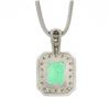 Image 6 : 14k White Gold GIA Emerald Cut Emerald Diamond Mil grain Halo Pendant & 18" Chai