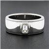 Image 3 : NEW 14k Gold GIA 0.53 ctw Emerald Cut Diamond Solitaire Milgrain Wide Band Ring