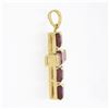 Image 3 : 14k Yellow Gold Square Step Cut Rhodolite Garnet Channel Set Cross Pendant