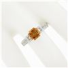 Image 5 : NEW 14K White Gold 2.67 ctw GIA Octagonal Orange Sapphire Diamond Engagement Rin