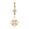Image 1 : Antique 14K Gold 0.12 ctw Round Diamond Open Target Drop Dangle Lavalier Pendant