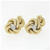 Image 1 : Tiffany & Co. 14k Gold.24 ctw Bezel Diamond Textured Infinity Love Knot Cufflink
