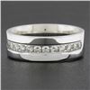 Image 2 : Men's 14K White Gold 0.60 ctw Round Brilliant Cut Channel Set Diamond Band Ring