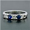Image 2 : New 14K Gold.89 ctw Round Brilliant Diamond Sapphire U Setting Wedding Band Ring