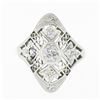 Image 4 : Antique Edwardian 18k Gold Platinum 0.20 ctw Diamond Filigree Petite Dinner Ring