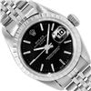 Image 1 : Rolex Ladies Stainless Steel Black Index Dial Engine Turn Bezel Jubilee Band Dat
