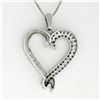 Image 5 : 14K White Gold 16".20 ctw Round Pave Diamond Petite Heart Slide Pendant Necklace