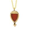 Image 5 : Antique 14k Yellow Gold Pear Cabochon Carnelian & Seed Pearl Pendant w/ Chain