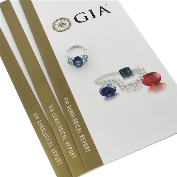 New Platinum 6.52 ctw GIA No Heat Oval Sapphire & Paraiba Tourmaline 3 Stone Rin