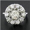 Image 8 : Vintage 14K Gold 1.75 ctw GIA Fiery Round Brilliant Diamond Cluster Platter Ring