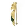 Image 1 : Vintage 18k Yellow Gold Green Chalcedony & Ruby Eyes 3D Owl on Branch Pin Brooch