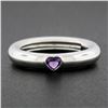 Image 8 : Tiffany & Co. 18k White Gold Bezel Heart Amethyst Solitaire Polished Band Ring