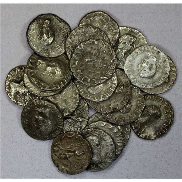 BACTRIA: Hermaios, ca. 90-70 BC, LOT of 21 AR tetradrachms