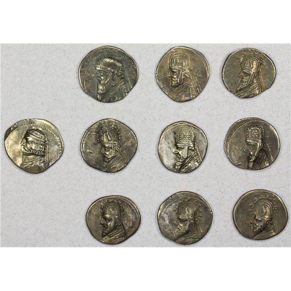 PARTHIAN KINGDOM: LOT of 10 silver drachms