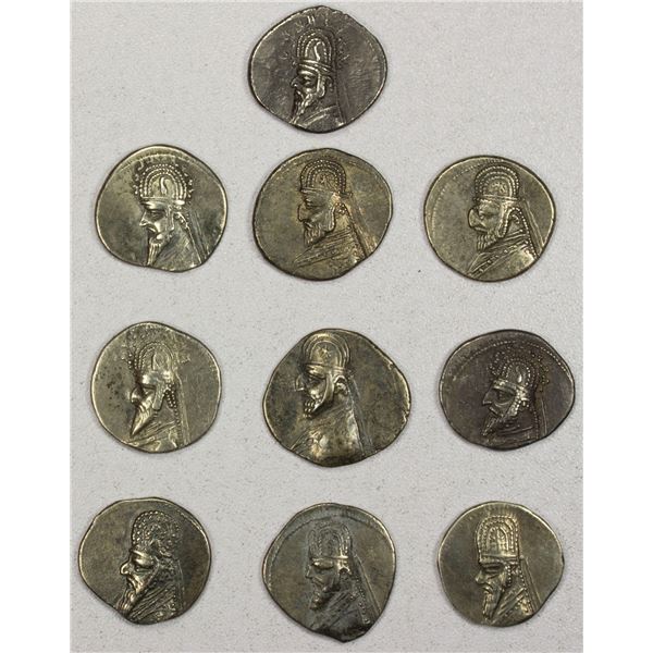 PARTHIAN KINGDOM: LOT of 10 silver drachms