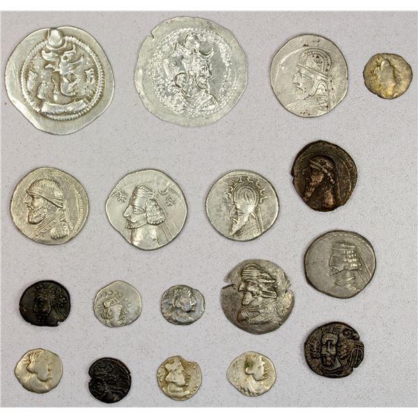 ANCIENT PERSIA: LOT of 14 silver & 4 copper coins