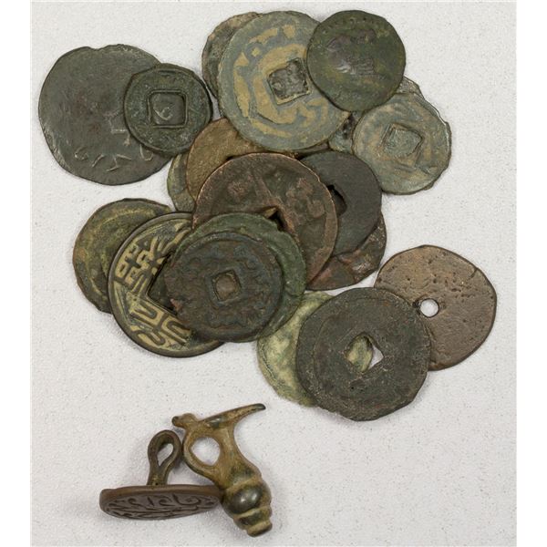 SOGDIANA: LOT of 22 cash coins and 2 objects