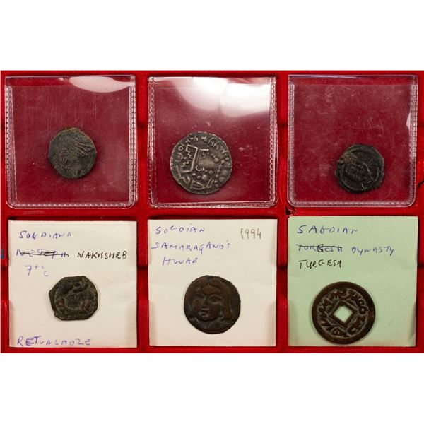 SOGDIANA: LOT of 1 silver and 5 copper coins