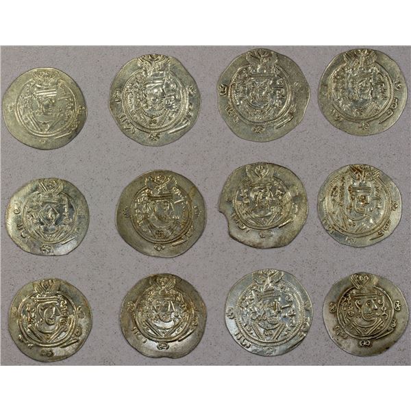 TABARISTAN: LOT of 12 silver half drachms
