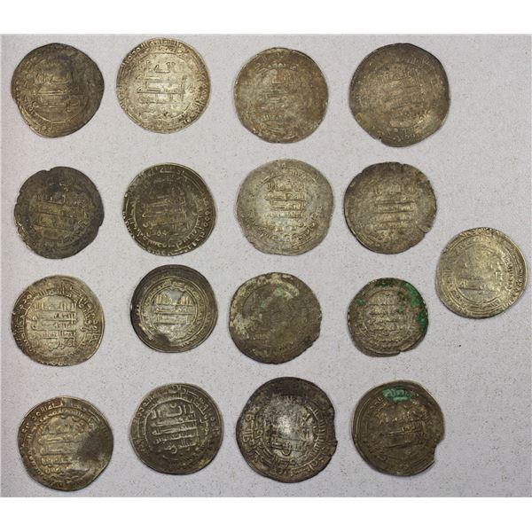 ABBASID: al-Muqtadir, 908-932, LOT of 17 silver dirhams