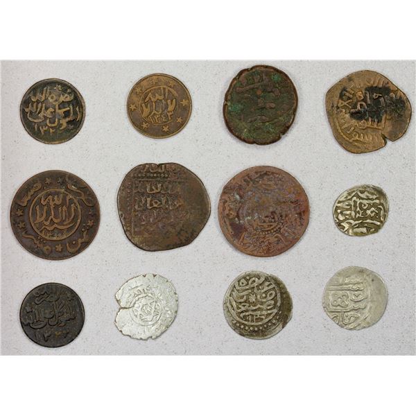 MEDIEVAL YEMEN, etc.: LOT of 4 small silver and 8 copper coins